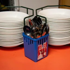 Porzelansuppenteller mit Löffel