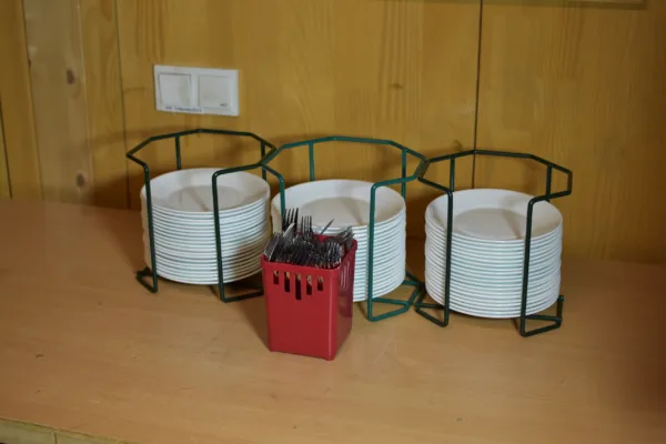 Porzelannachtischteller + Gabeln